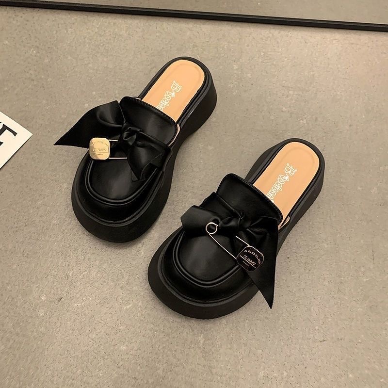 Stylish Bow Retro Mid-Heel Sandals for Women - Versatile Comfort d503