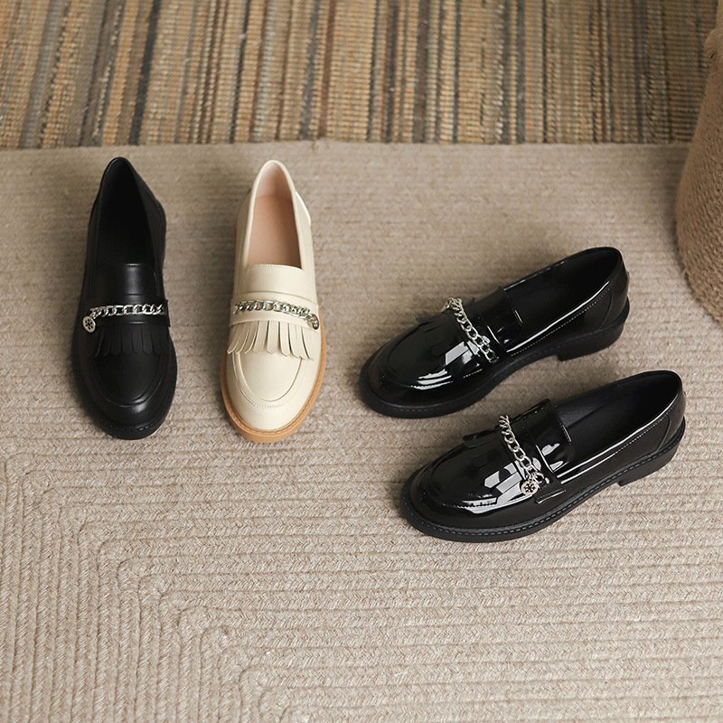 9afa5 new oxford designer chains flats woman fringe small leather shoes metal decoration brogues slip on loafers women