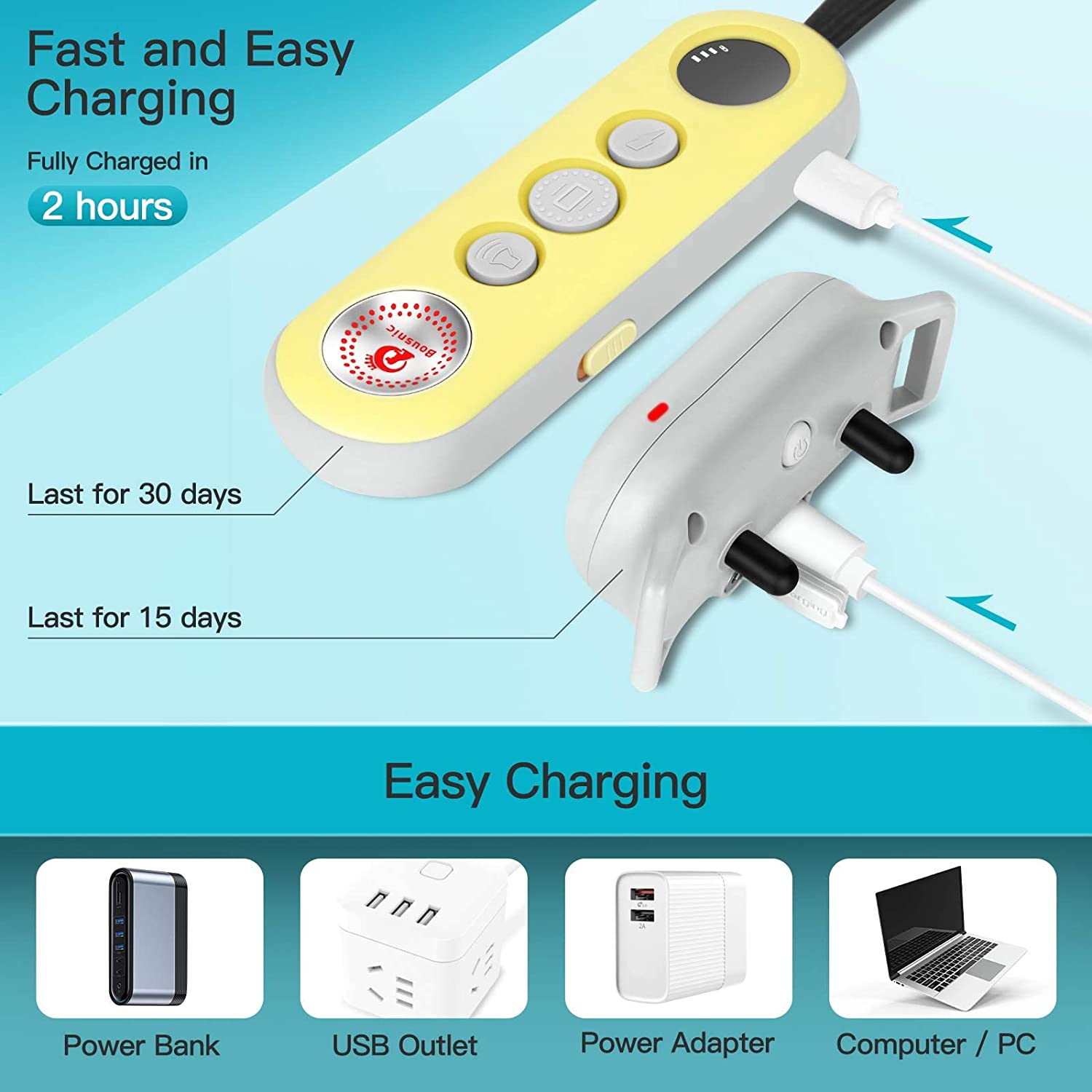 Bousnic Dog Shock Collar with Remote -1000ft Waterproof Rechargeable Dog Training Collar for all Size with Beep/Vibrate/Shock