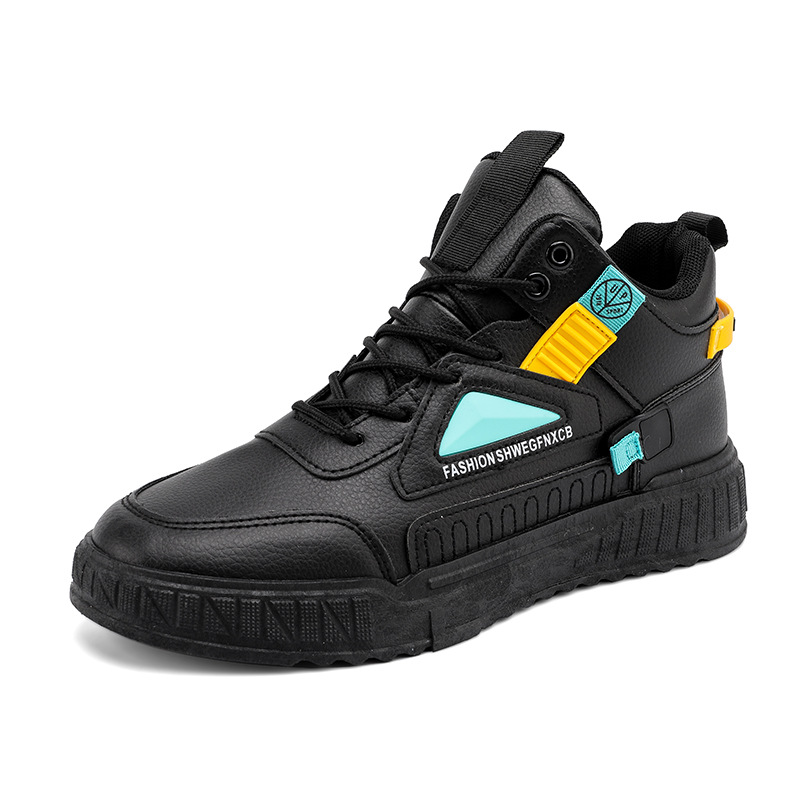 Men Fashion Designer High Top Lace Up Leather Mens Shoes Autumn Winter New Trendy Platform Male Sneakers Skateboard 9c6b s