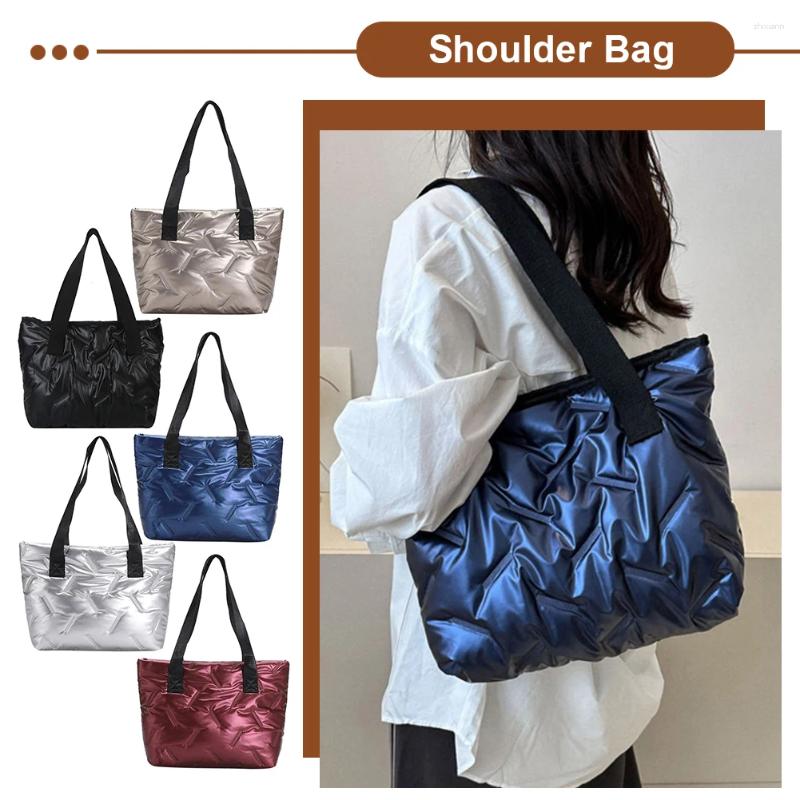 Free Shipping Totes Women Tote Handbag Large Capacity Puffer Casual Bag Solid Color Soft Lightweight Shiny For Female Outdoor Shopping