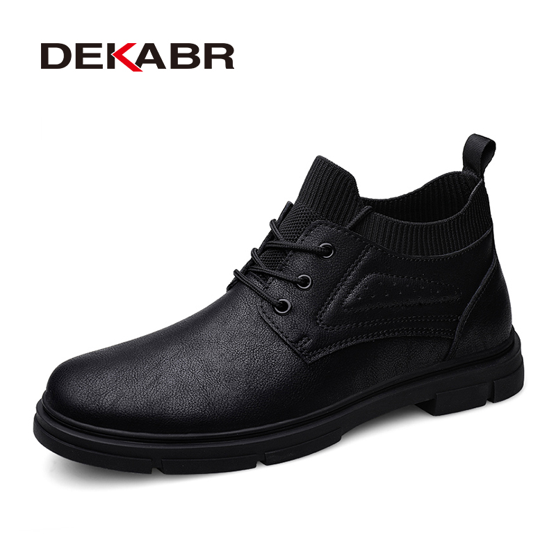 DEKABR Keep Warm Comfy Split Leather Ankle Autumn Winter Men Fashion Lace Up Shoes for Man Lightweight Casual Boots 2a27