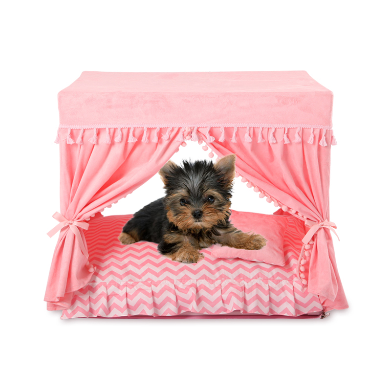 Princess Home Dog Winter Summer Pet Court Kennel House With Cushion Bed Mats For Puppies Animal Yorkshire BeddingS