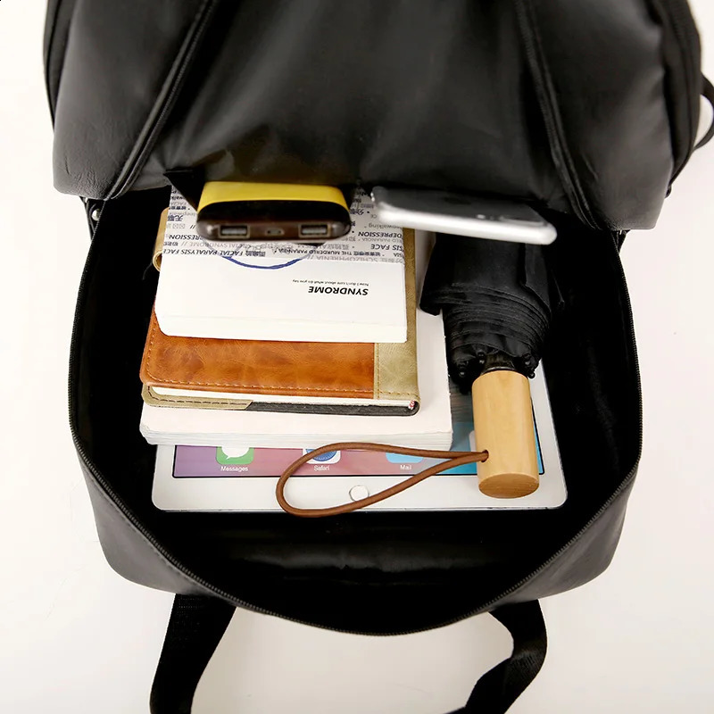 16.5inch Rucksack Men Backpack PU Leather Bagpack Large Laptop Backpacks Male Mochilas Casual Schoolbag For s 240902