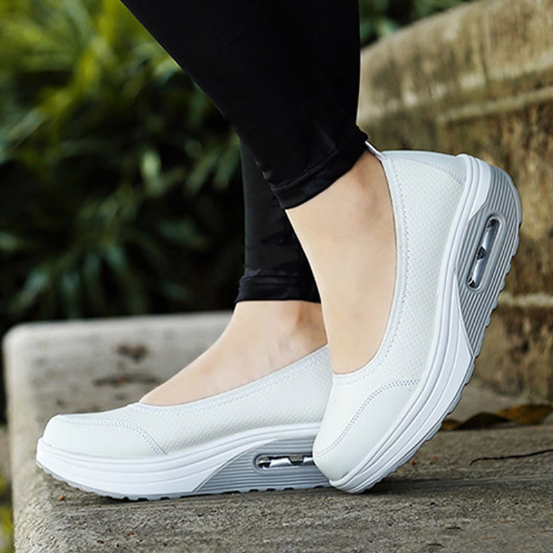 2025 NEW Women Sneakers Flats Loafers Sweet Shallow Comfort Moccasins Slip on PU Platform Ballet Ladies Vulcanized Shoes New f