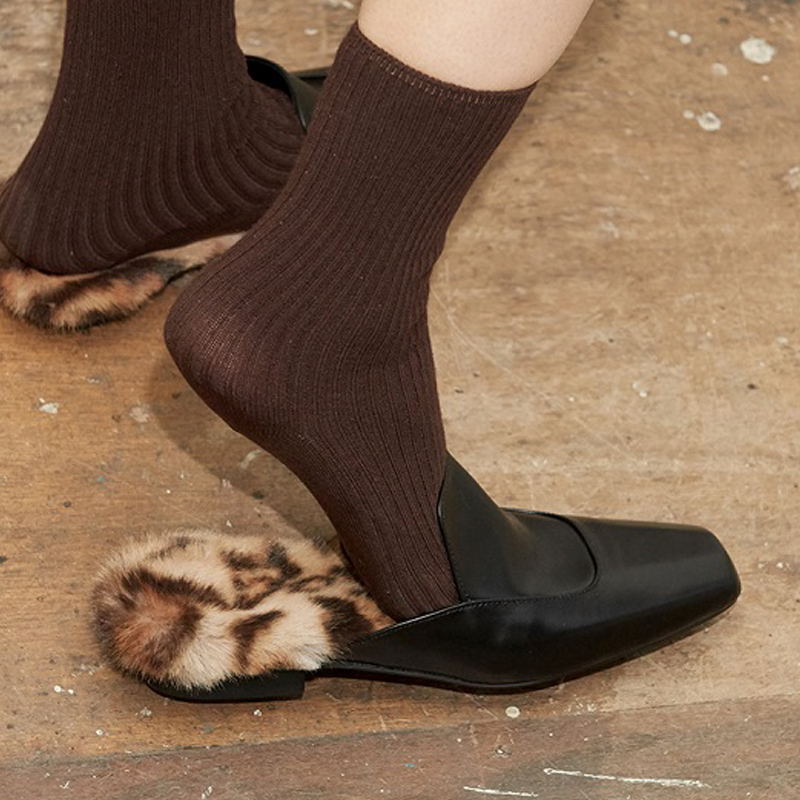 Genuine New Leather manual real fur Muller for Women Thermal New Fashion Rabbit Hair Wool Wrapped Half Slippers