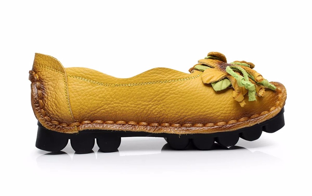 2019 New Autumn wers Handmade Women's ral Soft Flat Bottom Casual Moccasins Retro Women Genuine Leather Shoes 2e31