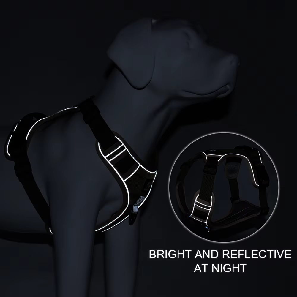 2025 new Pull Pet Harness 2 Leash Clips Adjustable Reflective No Choke Dog Vest with Easy Control Handle for Small Medium and Large Dogs CH2