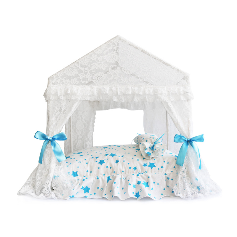 Princess Home Dog Winter Summer Pet Court Kennel House With Cushion Bed Mats For Puppies Animal Yorkshire BeddingS
