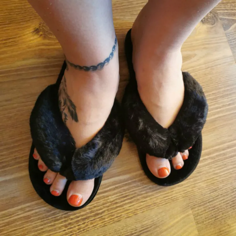 Plush Flip Veet p Slippers: Cozy Winter/Autumn Indoor Slides for Women 4 Sliers: