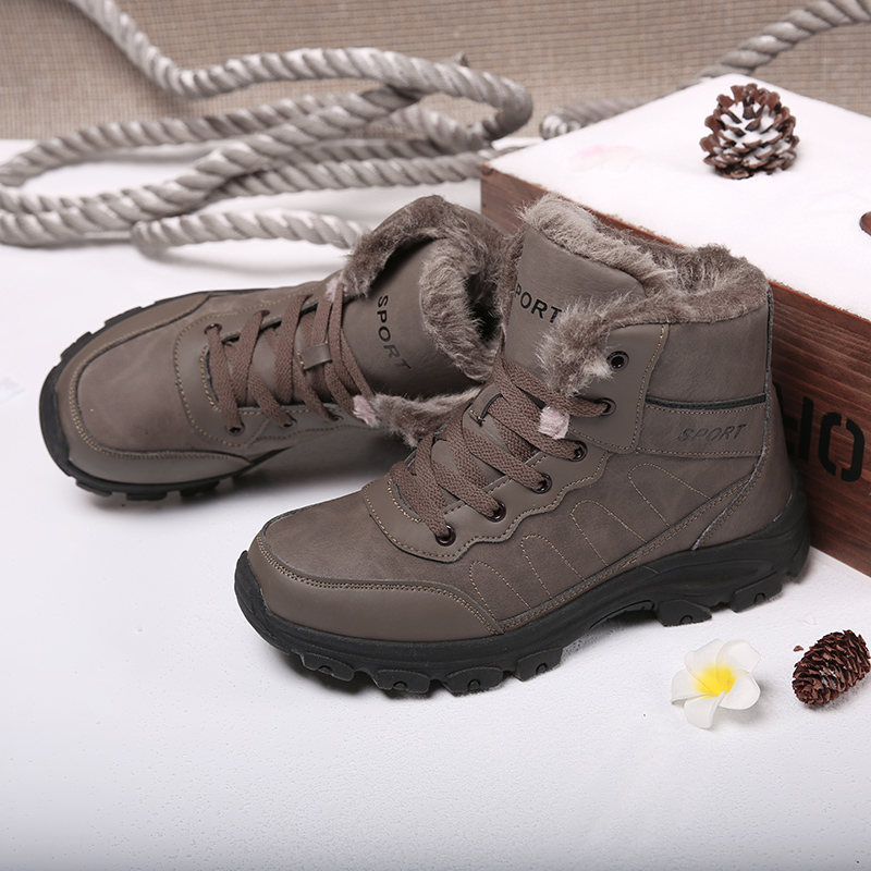 Men Snow Boots Waterproof Sneakers Super Warm Men's Boots Outdoor Anti-slip Male Hiking Boots Work Shoes Size 45 Mens Shoes