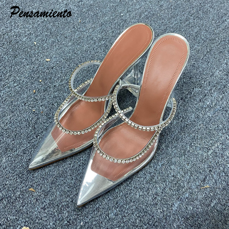 2025 new Star Crystal style clear Heeled Women Pumps Fashion Transparent PVC Female Mules High heels Summer Sgback Party Dress Shoes cc79 bd5f