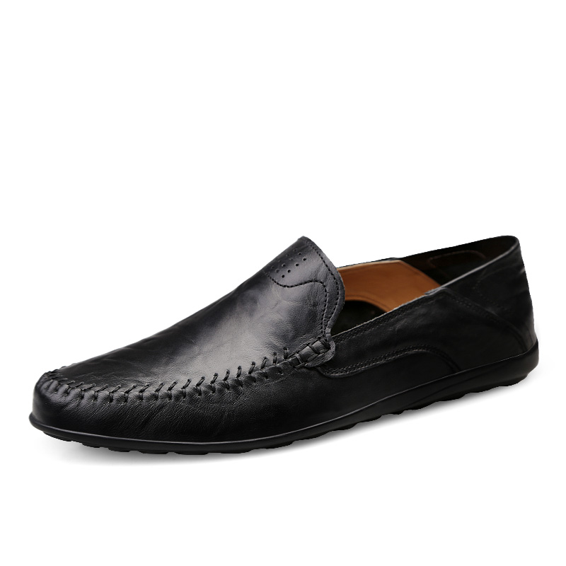 Genuine Leather Men Shoes Luxury Brand Casual Slip on Formal Loafers Men Moccasins 2020 Italian Black Brown Male Driving Shoes