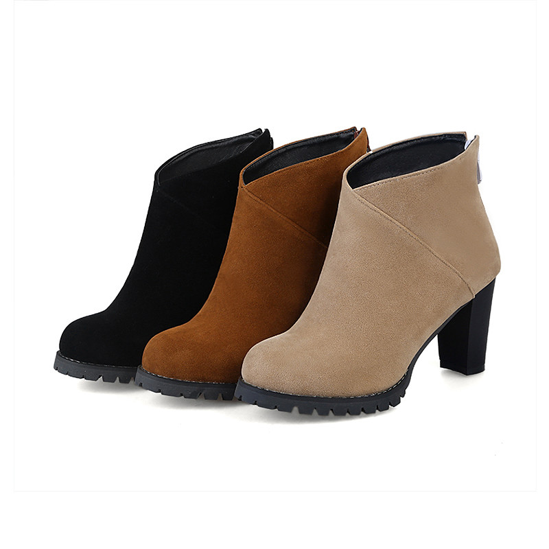 large 2021 sizes 32-43 platform zip up shoes woman high heels black ankle boots women yuj89 468c