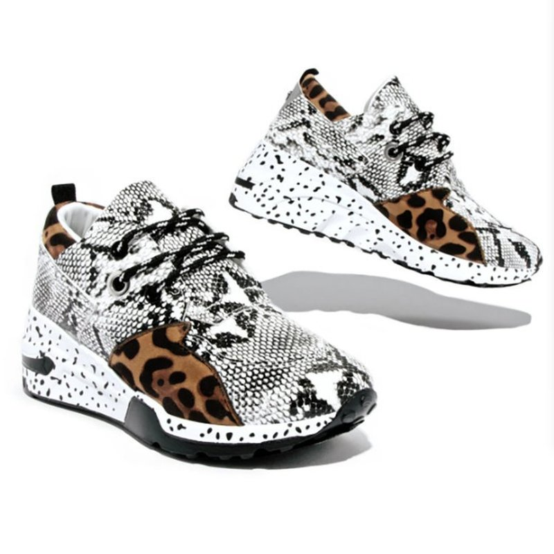 2024 Women's Mixed Color Sneakers: Leopard Print, hot Platform Sports Shoes for Outdoor Travel