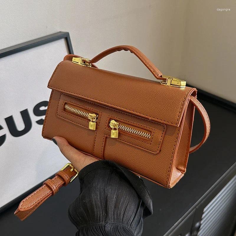 Totes Brown Small Square Bag For Women Top Brand New Shoulder Fashion Soft Handle Tote Designer Crossbody Versatile Zipper Handbag