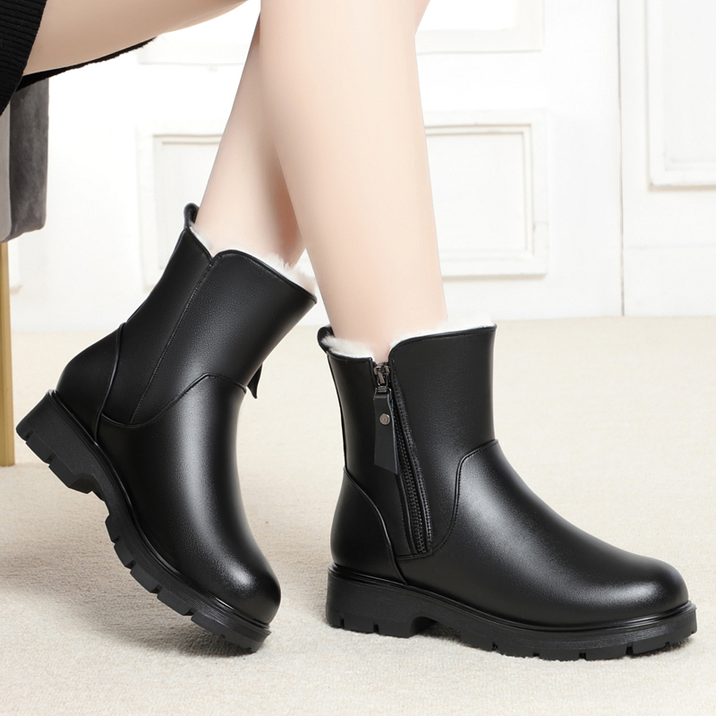 Ladies AIYUQI Winter 2024 New Large Size Short Natural Wool Warm Marton Women Snow Boots 157b