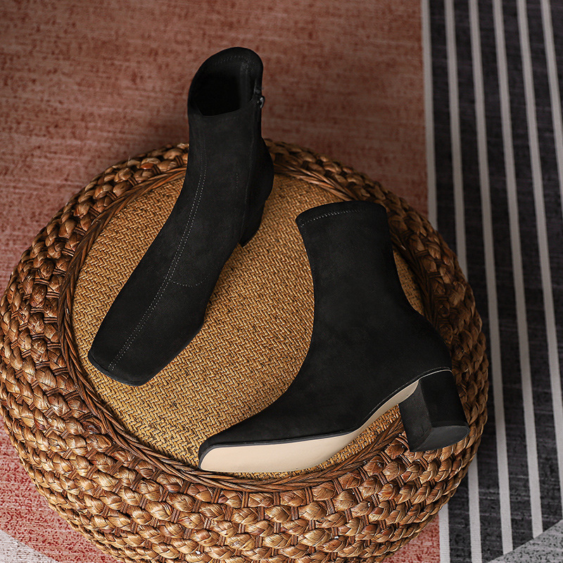 short famous designer tube zipper open singer booties mujer square toe cozy ck boots for women 60b6