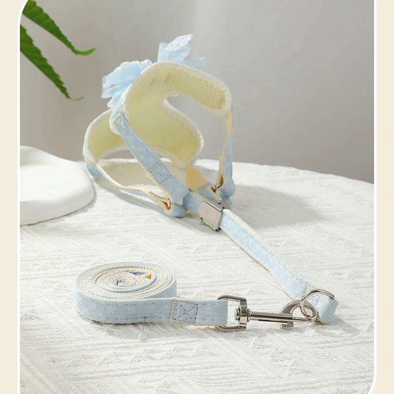 Dog Harness & Leash Set Bow Dog Harness Vest Walking Training Easy Control Dog Leashes for Small Medium Girls Dogs Cats Puppy