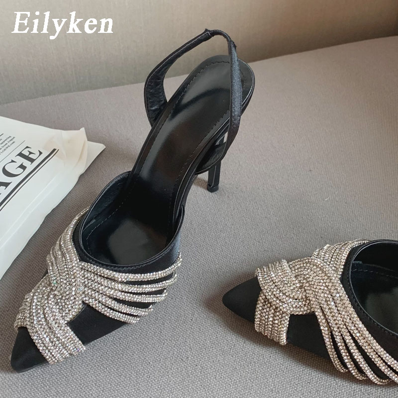 Eilyken New New Spring Woman Pumps Crystal Rhie Pointed Toe High Heels Shoes Sexy Party Strippers Stiletto Sandals 42c3