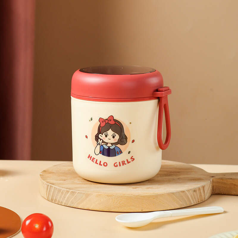 Panda breakfast 304 stainless steel Japanese with lid spoon sealed soybean milk cup insulated soup pot