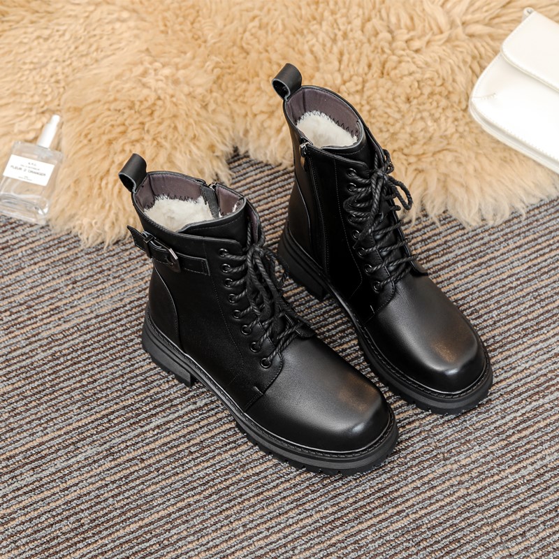 Women's AIYUQI Winter Shoes Large Size Genuine Leather Women Snow Mom Thickened Wool Warm Combat Boots Ladies b58e