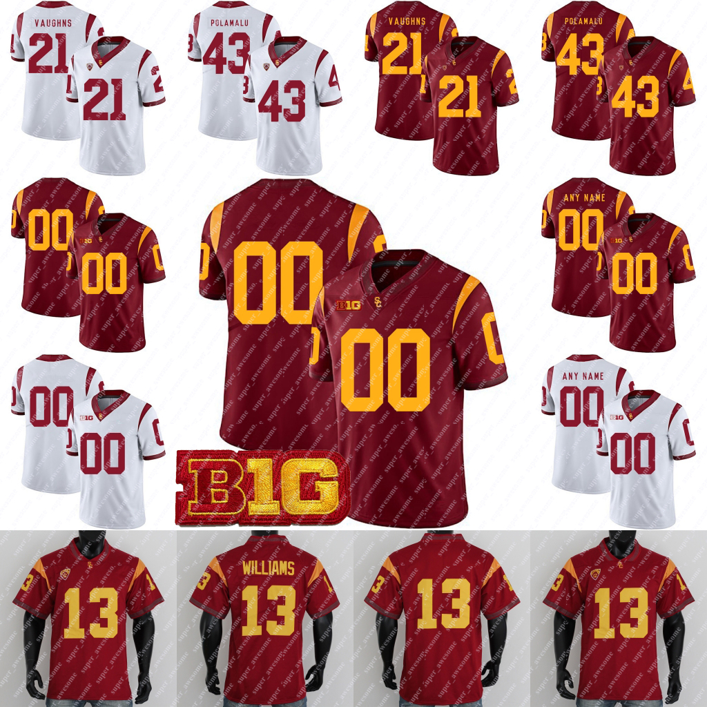 USC Trojans Football Jersey Caleb Williams Miller Moss Woody Marks Kyron Hudson Ja'Kobi Lane Lake McRee Zachariah Branch Quinten Joyner Reggie Bush Troy Polamalu
