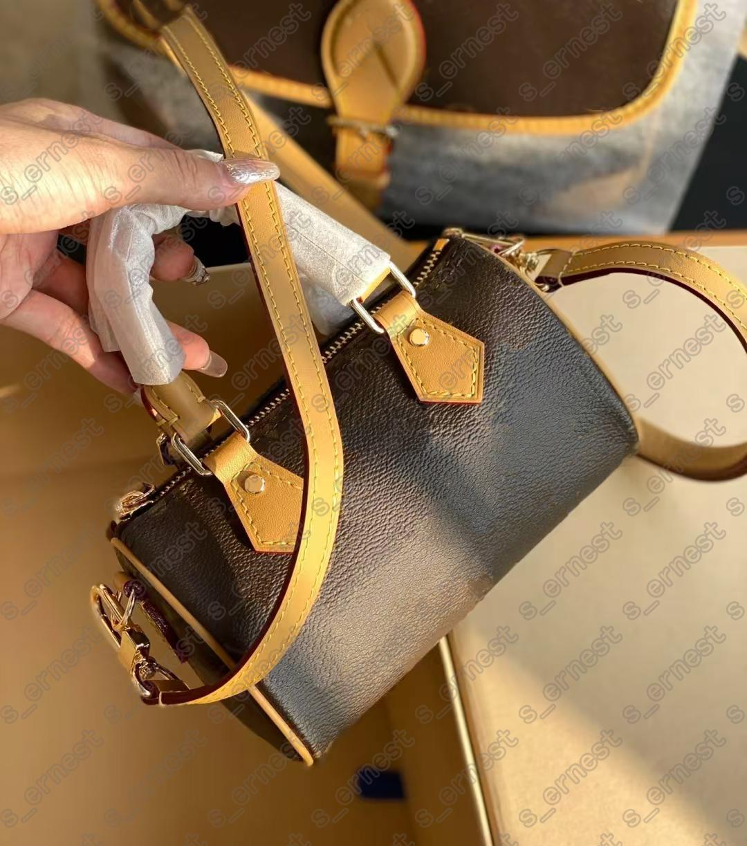 Designer Mini Nano 16cm Shoulder Bag Women Leather Denim Crossbody Luxury Brand Embossed Tote Purse Brown Flower Handbag