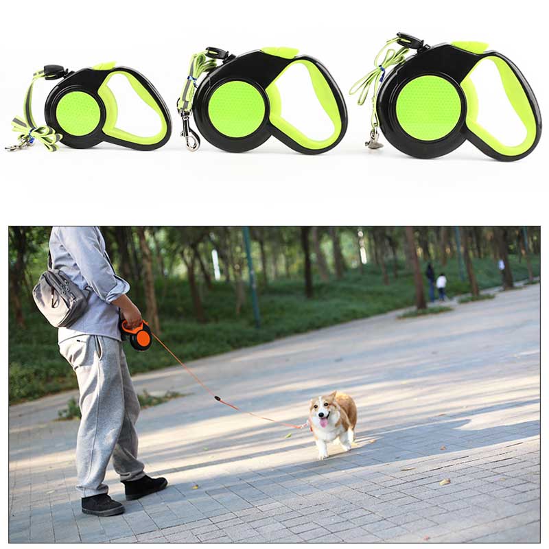 3M/5M/8M Dog Leash with Reflective Stitching,Heavy Duty Retractable Dog Leash One Button Lock and Release for Small To Large Dog