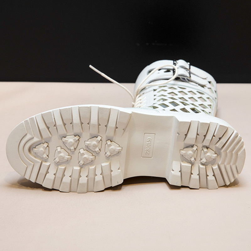 Women's AIYUQI Summer Shoes Hollow Fashion Large Size Marton Ladies Mesh New Mid-heel Cool Boots For Women 5347