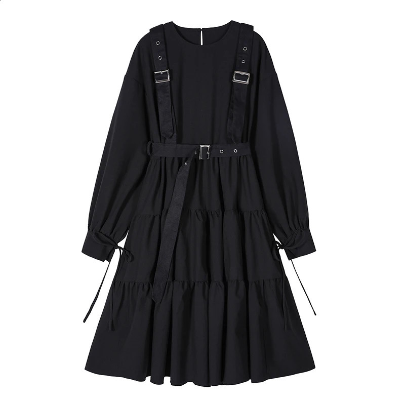 Emo Dress Japanese Harajuku E- Clothing Y2k Street Clothing Womens Retro Ruffle Gothic Kawaii Dress Preparatory Autumn Dark Alt Clothing 240902