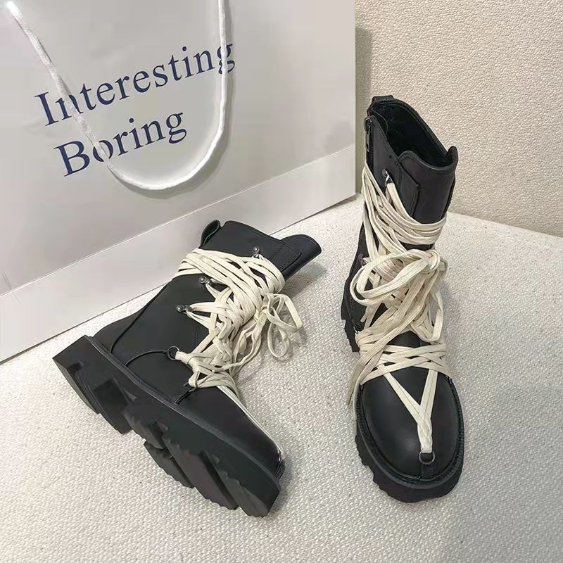 straps New Black Thick Base Cloth Mid-Top Men Fall British Trend Hight-Top Korean Casual Men's Shoes New Boots 3a29 's