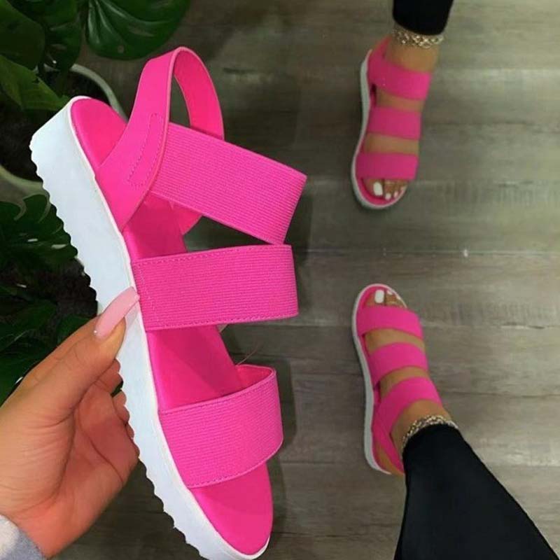 Women Shoes 2021 Large Size New Shoes Women Platform Mid Heels Peep Toe Ladies Sandals Slip-On Outdoor Walking Sandalias Mujer