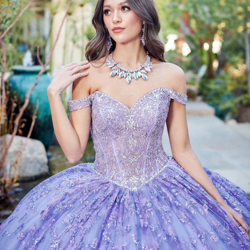 Lavender Sparkly Sweetheart Ball Gown Quinceanera Dresses Beads Crystal Appliques Party Birthday Vestidos 15 De Sweet 16 Dress