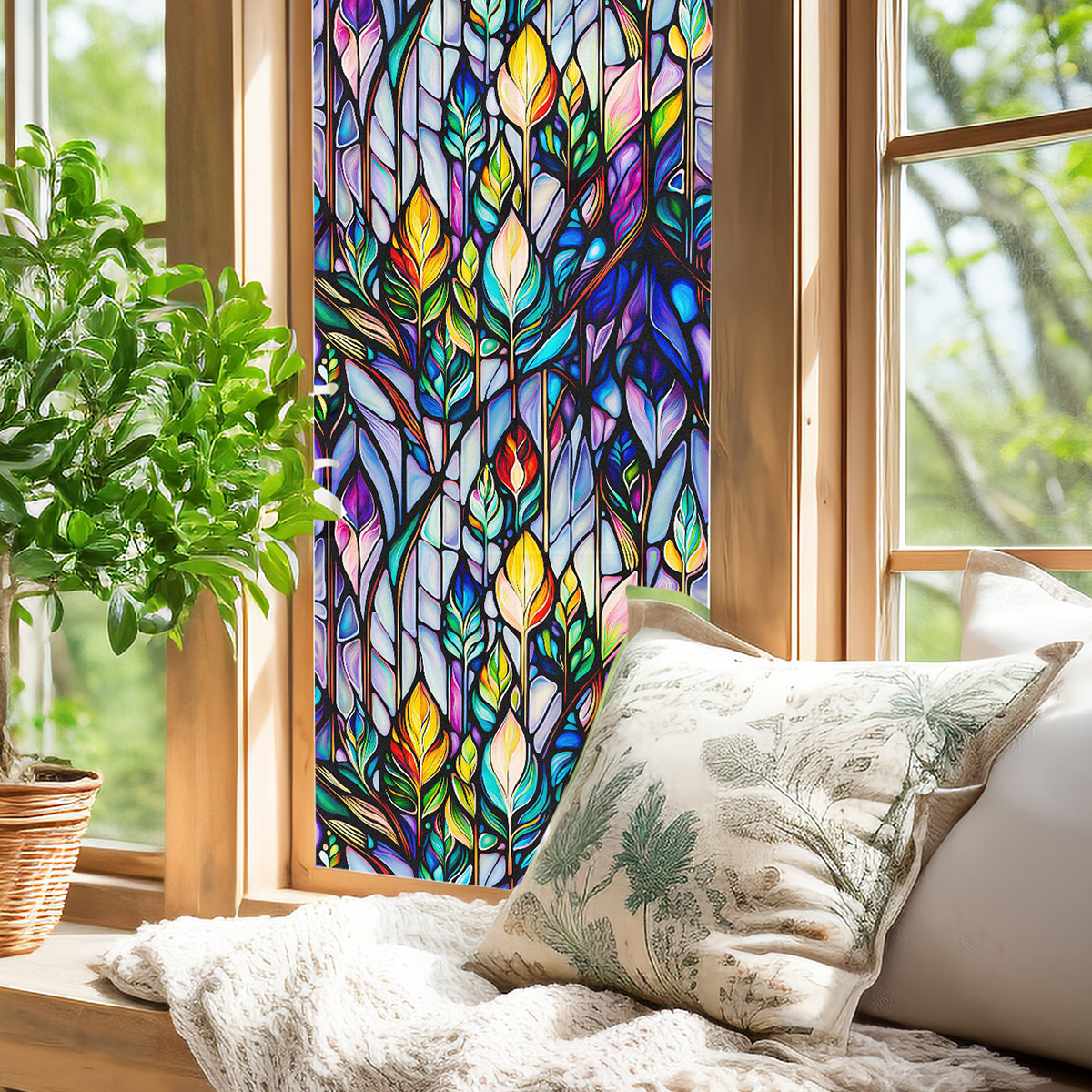 Floral Retro Design Patterned Frosted Glass Panel - Perfect for DIY Interior Decorations