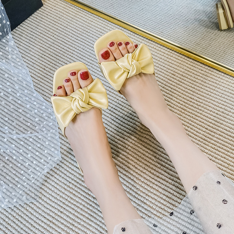 Butterfly-Knot 2023 Sandals Women Slippers Low Heel Shoes Summer Outdoor Slides Ladies Flipps Open Toe Hollow Sandalias Mujer