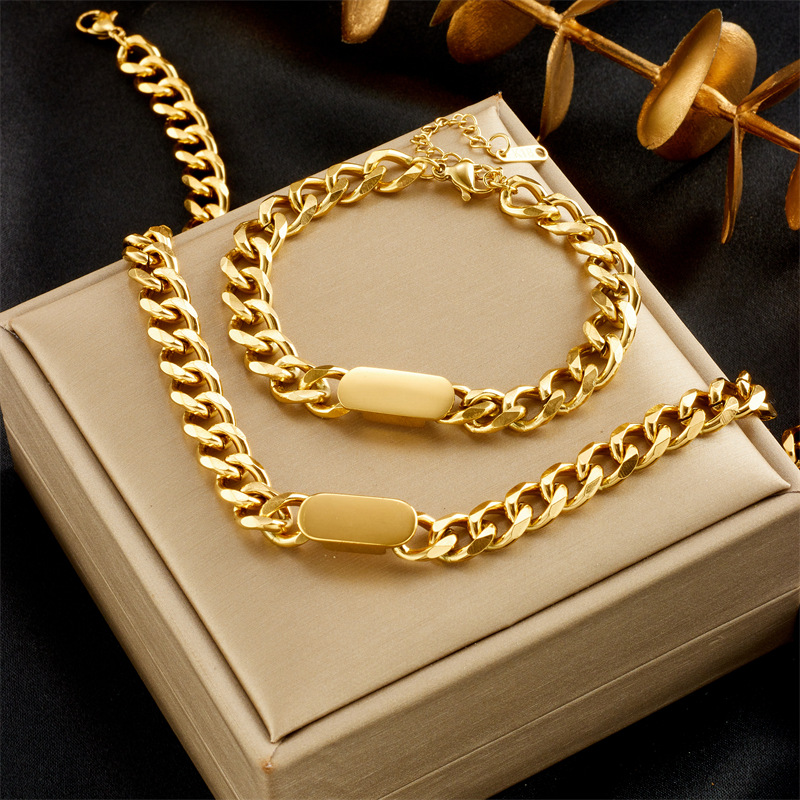 Chunky Chain Bracelet: Gold Stainless Steel Iced Out Zircon Stacking Jewelry 4