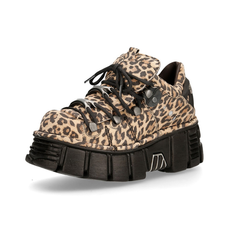 Sneakers bb804 Height Fashionable Increasing Leisure-Level Super Popular Leopard print Gothic Punk Platform High-Top Daddy Shoes