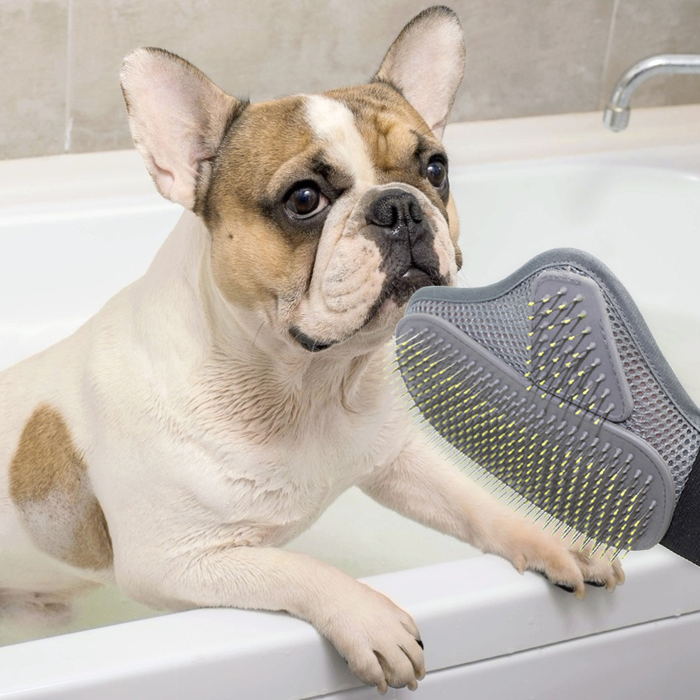 Dog Massage Gloves Soft Bristles Hair Remover Mitt Comfortable Pet Cleaning Mitt for Small Medium Large Dogs & Cats