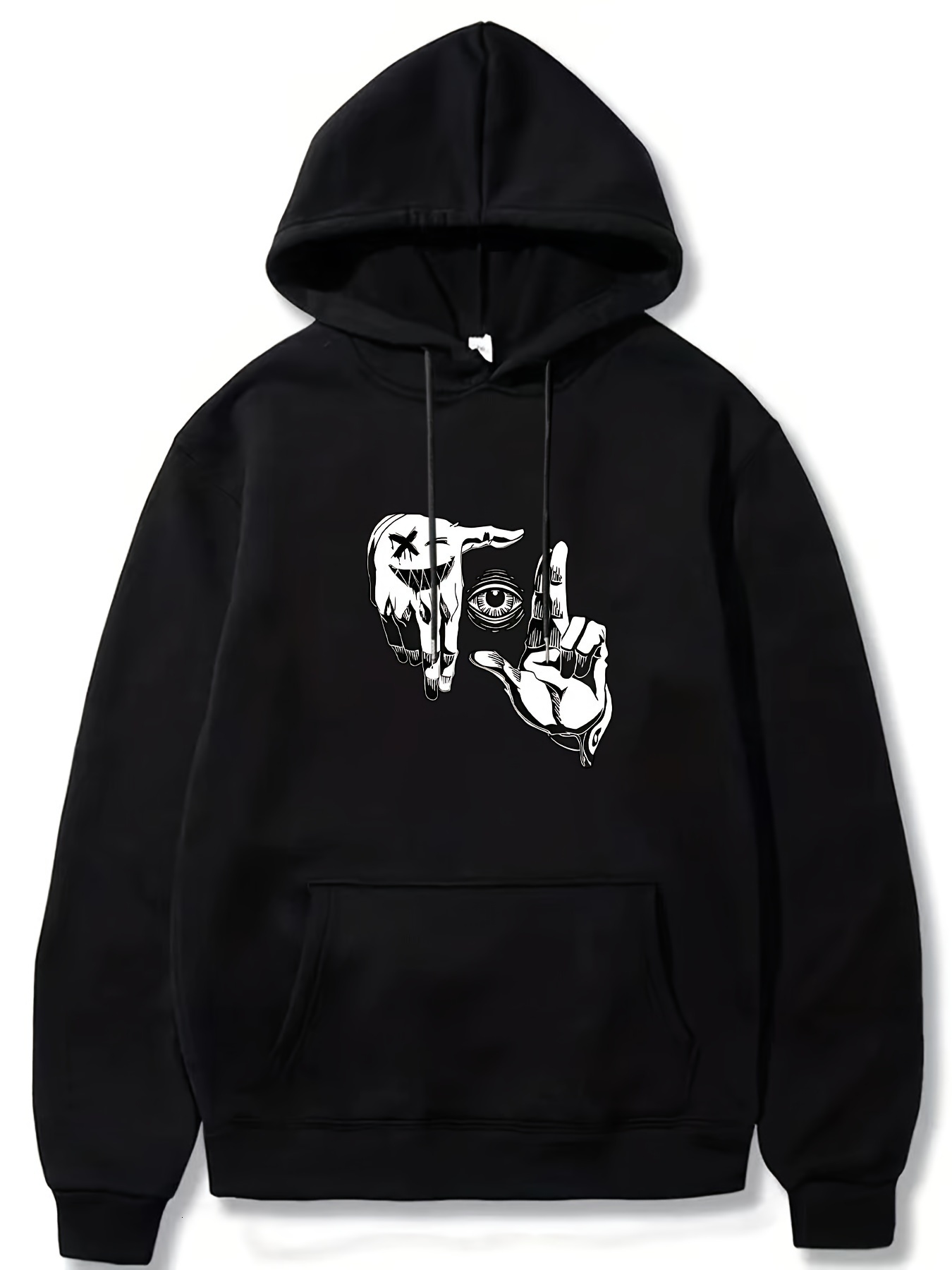 Men's Oversized Hip-Hop Style Hoodie With Geometric Print - Casual Pullover Sweatshirt For Fall Winter, Polyester, Machine Washable