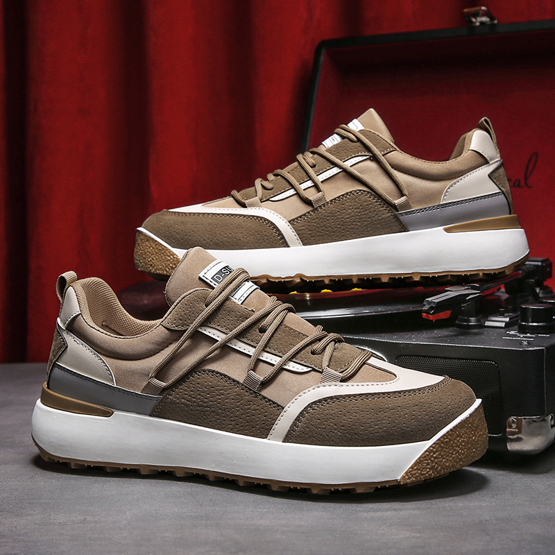 2022 Spring New Trend Ins Leather Stitching Casual Shoes Korean Version Personality Fashion Sports Running Men's Shoes