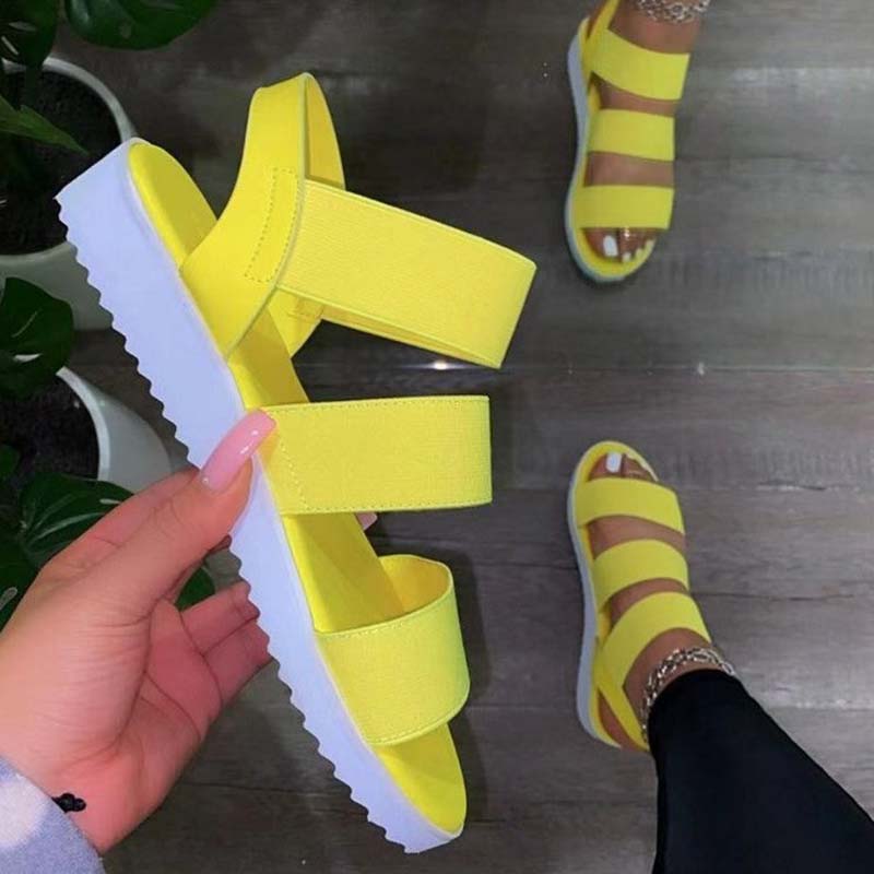 Women Shoes 2021 Large Size New Shoes Women Platform Mid Heels Peep Toe Ladies Sandals Slip-On Outdoor Walking Sandalias Mujer
