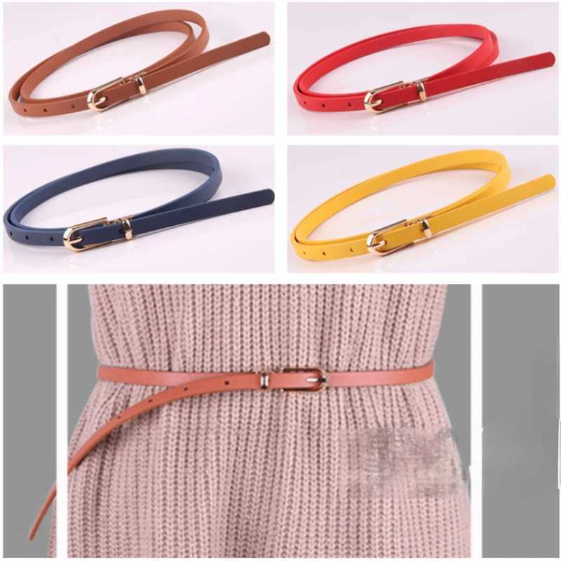 Fashionable black blue white red ribbon thin waist belt pin buckle adjustable waist belt summer dress jeans PU belt X2412091