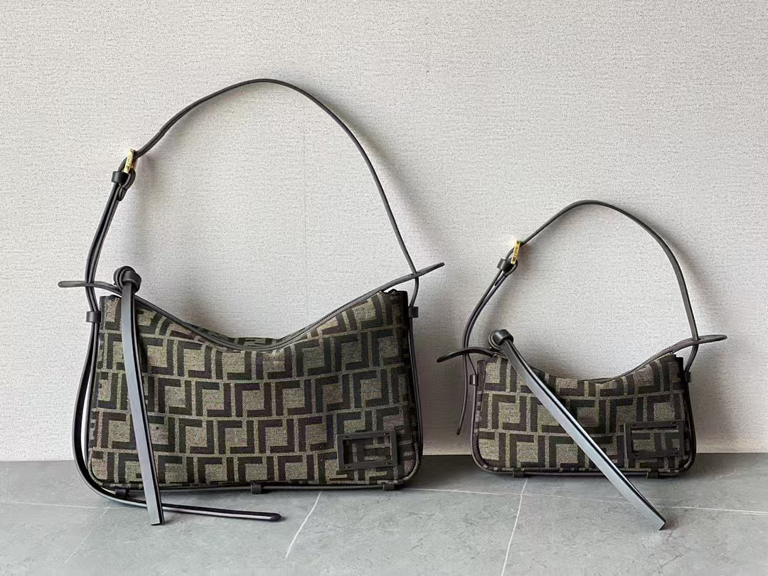 Designer high quality women's elegant and intellectual Simply new armpit bag shoulder bag handbag letter jacquard fabric material dark brown canvans bag