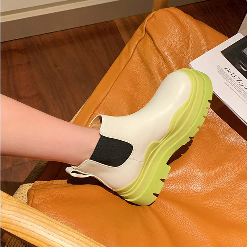 green/pink platform winter boots women round toe high heels ankle booties 2022 new designer candy color leather botas mujer