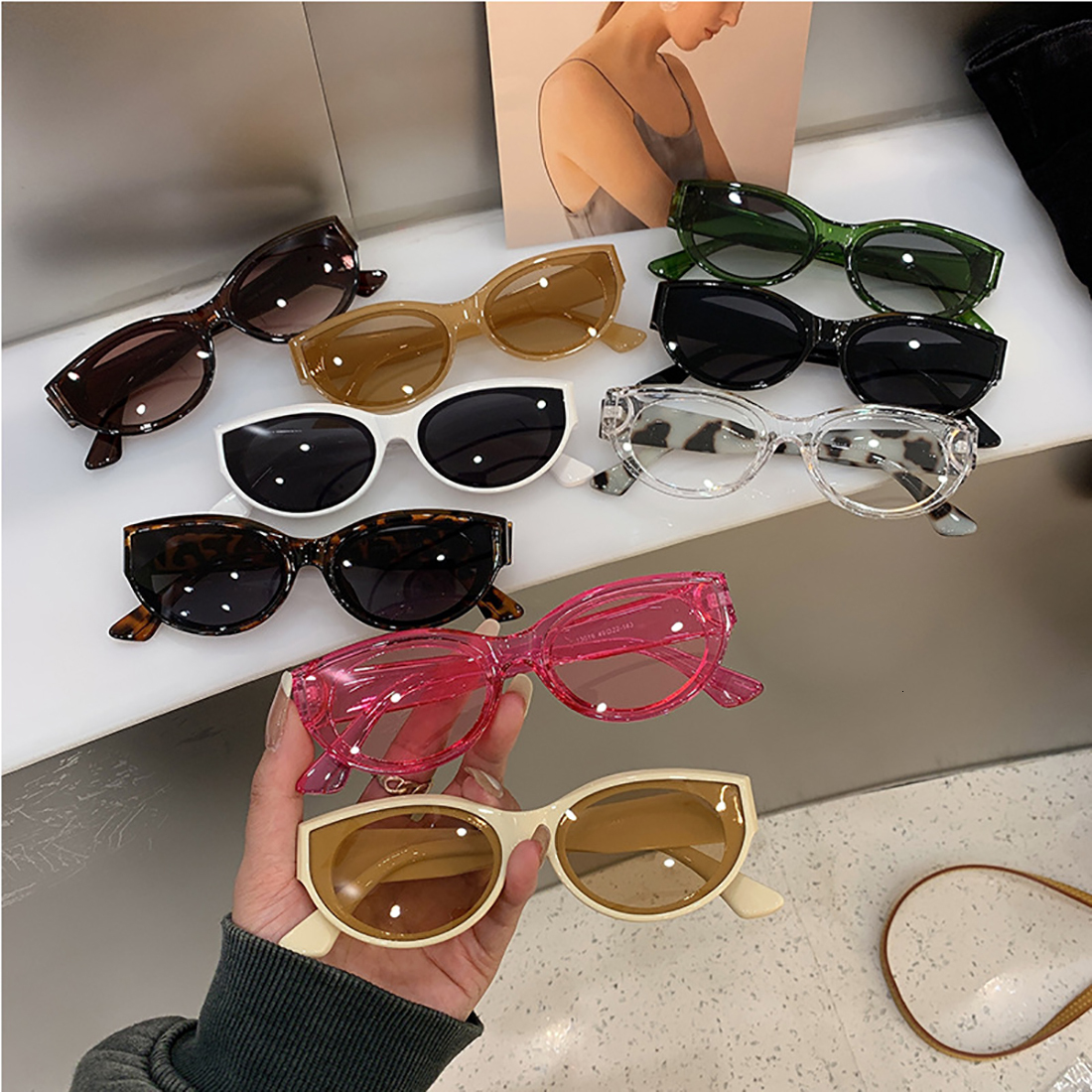 Fashion Vintage Oval Sunglasses Shades for Women Retro Full Frame Outdoor Travel Sweet Style Trendy Sun Glasses