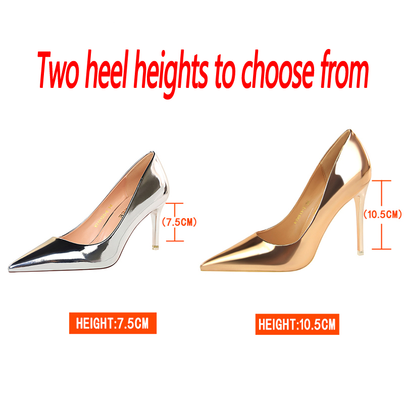 BIGTREE Shoes 2023 Sexy Kitten Heels Women Pumps Patent Leather Stiletto Heels Women Wedding Shoes Female Pumps Plus Size 43
