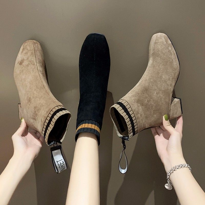 Fashion Women Ankle Boots Thick Heels Shoes Female Newest Pointed Toe Ladies Shoe Brand 2021 Boot Woman Zipper Super High789