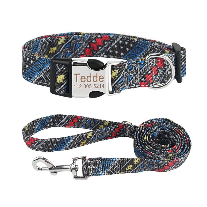 Dog Collar and Leash Set Combo Safety Set Adjustable Collars for Daily Outdoor Walking Running Training Small Medium Large Dog