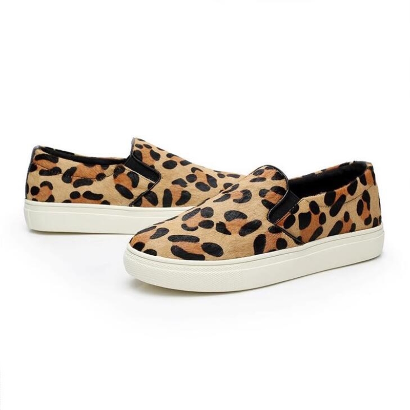 AIYUQI oxford Womenflatshoes genuine leather female leopard print loafers horse large sizeone pedal lazy skateboard shoeswomen